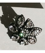 LEE ANGEL Cluster Sterling Silver Black Cocktail Ring Size 7 NEW! $300! - £76.77 GBP