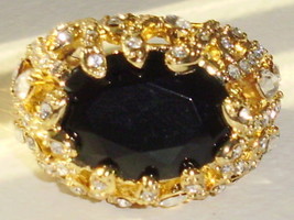 NOIR nOir Black Gold &amp; CZ Cocktail Ring Size 8 NEW! - $47.87