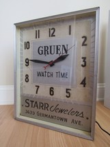 Vintage Gruen Watch Time Advertising Wall Clock Starr Jewelers 1950&#39;s Works! - £314.01 GBP