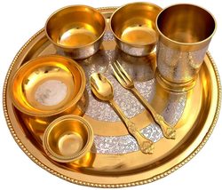PARIJAT HANDICRAFT Indian dinnerware stainless steel traditional dinner set of t - £46.15 GBP+