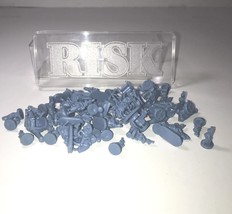 RISK 1998 Board Game Replacement Pieces: 60 Blue Army Pieces VINTAGE plus case - $10.57