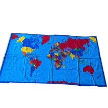 Fabric Scrap Earth Map Vintage 1998 Fabric Traditions Flaws - £9.43 GBP