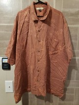 Tommy Bahama 100% Silk Men&#39;s 2XL XXL Hawaiian Button Up Short Sleeve Shirt Peach - £15.38 GBP