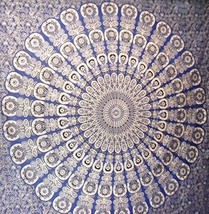 Traditional Jaipur Large Golden Mandala Tapestry, Navy Blue Indian Wall Hanging  - £23.72 GBP