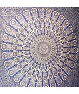 Traditional Jaipur Large Golden Mandala Tapestry, Navy Blue Indian Wall Hanging  - £23.52 GBP