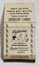 Johnny&#39;s Restaurant Belleville Plaza Advertising Matchbook Vintage Canada Paper - £11.85 GBP