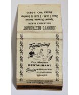 JOHNNY&#39;S RESTAURANT BELLEVILLE PLAZA ADVERTISING MATCHBOOK VINTAGE CANAD... - $20.55 CAD