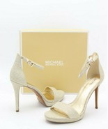 NIB Michael Kors Hutton Gold Glitter Chain Mesh Ankle Strap Sandals 9.5 ... - £71.14 GBP
