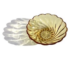 Vintage Hazel Atlas MidCentury Capri Swirl Glass Amber Dessert/IceCream ... - £7.80 GBP