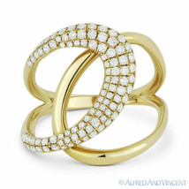 0.55 ct Round Cut Diamond Right-Hand 14k Yellow Gold Overlap Loop Fashion Ring - £1,348.59 GBP
