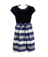 Jona Michelle Blue Velvet and Sparkly Stripe Dress Girls 12 - $28.05