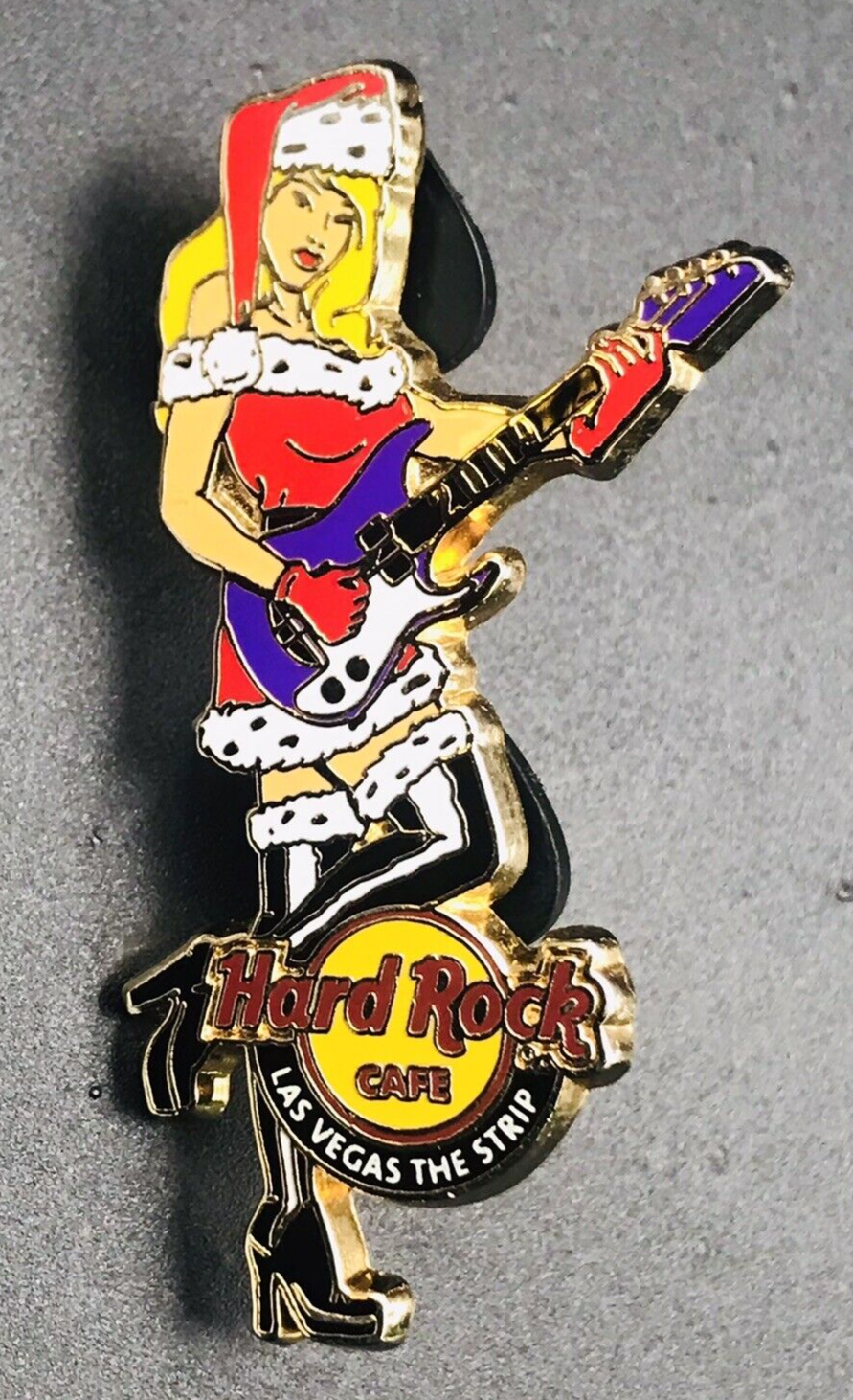 Primary image for 2009 Hard Rock Cafe Las Vegas The Strip Pin Santa Lady w/ Guitar LE -- 2" x 1"