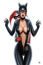 12x18&quot; Art Print ~ Nathan Szerdy SIGNED DC Comics Batman  Harley Quinn Catwoman - £20.52 GBP