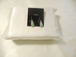 INC 1-1/4&quot; Silver Tone Light Green Teardrop  Fish Hook Earrings  R976 - £9.31 GBP