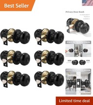 6-Pack Keyless Privacy Door Knobs for Bedrooms &amp; Bathrooms - Modern Blac... - $48.00