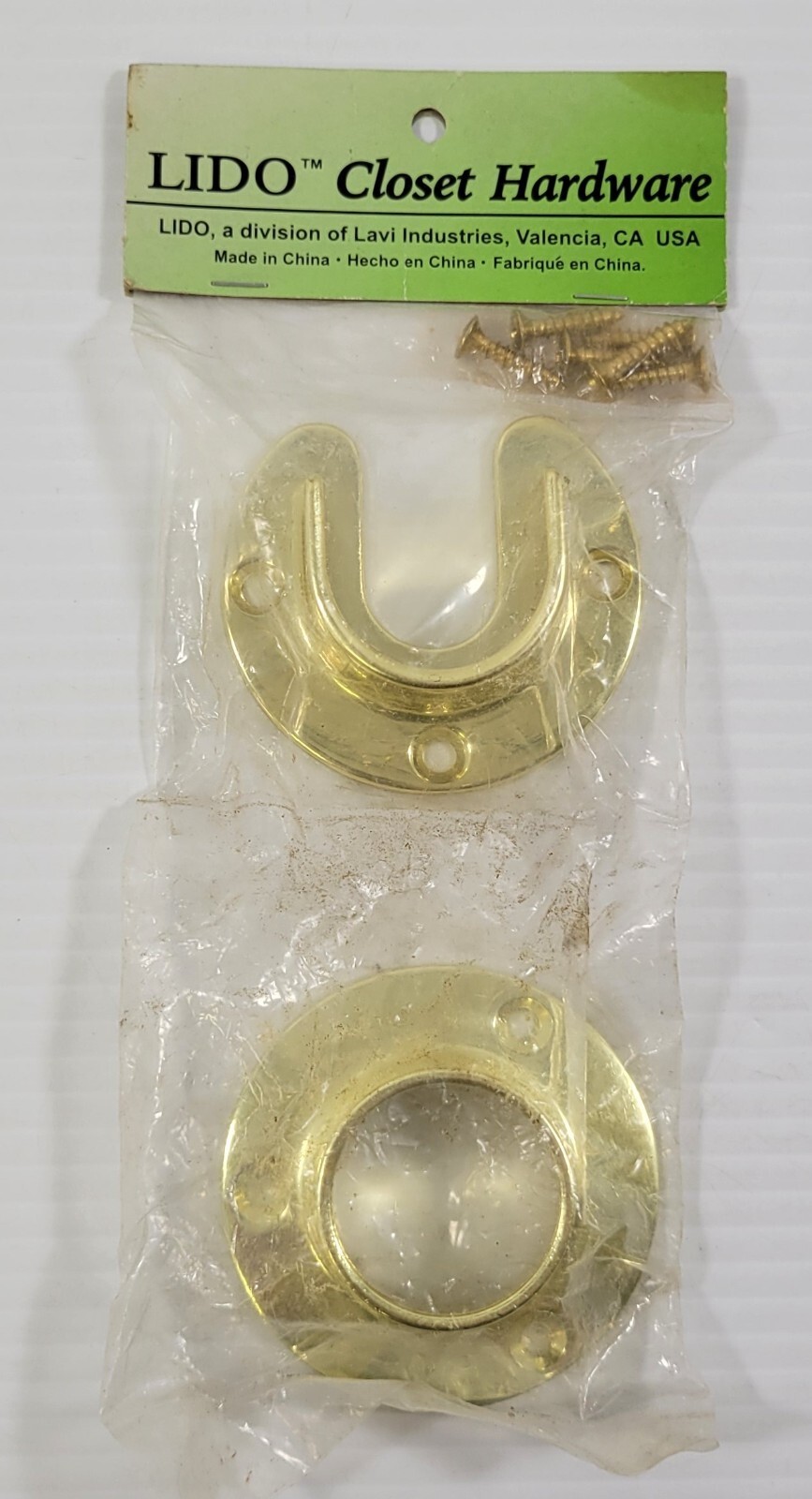Q2) Vintage LIDO Gold Tone Brass Closet Pole Rod Hanging Hardware Flange... - $5.93