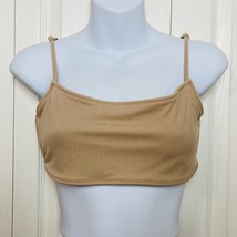 PacSun LA Hearts Cami Halter Tan Crop Top Size M Spaghetti Straps Textured - $10.88