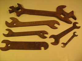 VINTAGE TOOLS Lot of 6 Antique OPEN-END WRENCHES [Y77e] - £14.34 GBP