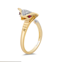 Enchanted Disney Handmade Wedding 1/4 CTTW Diamond and Ruby Jafar Cobra Ring - £63.74 GBP