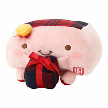 Tofu Cushion Hannari Check Series Red Stuffed Toy Cushion Size M Gift Cute  - $36.47