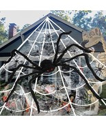 276&quot; Spider Webs Halloween Decorations, Giant Scary Fake Spider Outdoor ... - £44.14 GBP