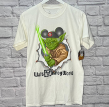 Disney World Star Wars Yoda T-shirt Mickey Ears White Double Sided Sz S ... - $39.55