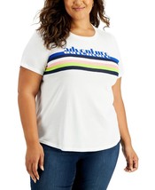 MSRP $35 Style &amp; Co Plus Size Cotton Graphic-Print T-Shirt, Size 2X (DEFECT) - £3.35 GBP