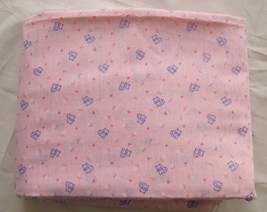 Fabric Vintage Cotton Print Blue Cats, Pink Flowers, on Light Pink, 44 W 6 Yards - £23.98 GBP