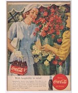 Vintage Print Ad Coca Cola With Hospitality In Mind 5 1/2&quot; x 7 1/2&quot; - $3.55