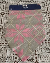 Pink Gray Snowflake Design Dog Bandana MEDIUM LARGE Tie On Scarf Brand New - £4.37 GBP