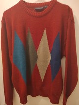 Vintage Cross Bay Sweater Men&#39;s Large Red Knit Pullover Sweater - £10.92 GBP