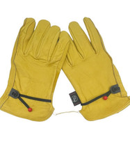 Kim Yuan Yellow Leather Work Gloves Size XL Adjustable Wrist Gardening Warehouse - £8.58 GBP