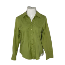 Talbots Women&#39;s Button Up Collared Shirt ~ Sz 12 ~ Green ~ Long Sleeve - $22.49