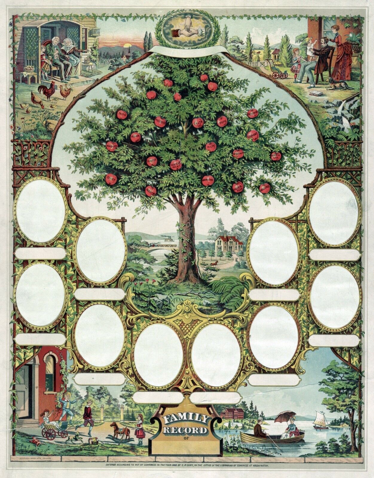 Decorative Poster.Interior wall art design.Family Tree.Victorian style.11453