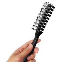 12 Pack Black Plastic Hair Brushes 8 /w Rounded Plastic Bristles &amp; Vented Design - £7.70 GBP
