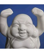 Happy Buddha Incense Holder Burner White Hands In the Air Benihana 4x7.5&quot; - $18.69