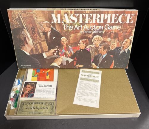 Masterpiece Board Game Art Auction Parker Brothers 1970 100% Complete Paintings - $121.54