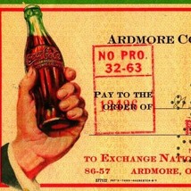 Vtg 1944 Ardmore OK Coca Cola Bottling Company Cancelled Check to Witt Ice &amp; Gas - £6.97 GBP