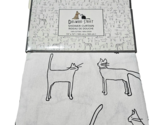 Dogwood Street Shower Curtain 100% Cotton 72x72 In White With Black Cat ... - $27.99