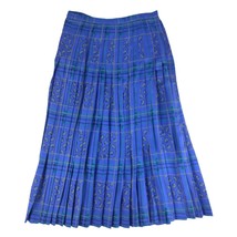 Vtg Julie Francis Women&#39;s 12 Plaid &amp; Paisley Pleated Long Skirt Wool Sil... - £19.03 GBP