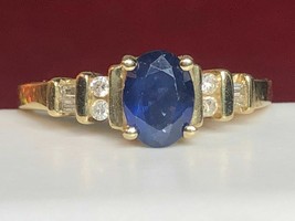 2.20 Ct Oval Simulated Sapphire Engagement Solitaire Ring 14k Yellow Gold Plated - £66.46 GBP