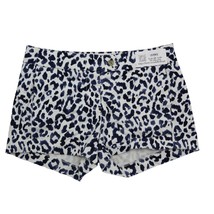 J Crew Shorts Womens 00 Blue White Animal Print Flat Front Low Rise Stretch - £19.46 GBP