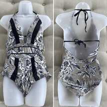 Leilani Neutral Tone 1pc Swimsuit Halter Neck Open Back 12 - $34.20