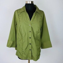 Dressbarn Shirt Womens Olive Green Collared Button Down Casual Work Job 14/16 - £9.72 GBP