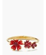Kate Spade Blushing Blooms Hinged Cuff Bracelet Bangle Red Enamel Gold P... - £54.26 GBP