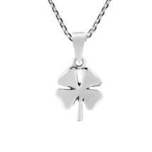 Simple and Lucky Four-Leaf Clover Sterling Silver Pendant Necklace - £9.48 GBP