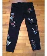 Buffalo David Bitton Faith  Skinny Mid Rise Black Denim Jeans Embroidere... - £62.30 GBP