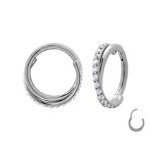 Stainless Steel Septum Clicker Hinge with Crystals - £14.70 GBP