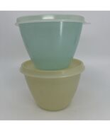 2 Tupperware Small Storage Bowls #148 Blue &amp; White W/#215 Tupperware Lids - $10.00