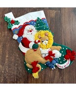 *Read* &quot;Peace On Earth&quot; Completed Felt Sequin Stocking Bucilla Santa Lio... - $1,329.07 MXN